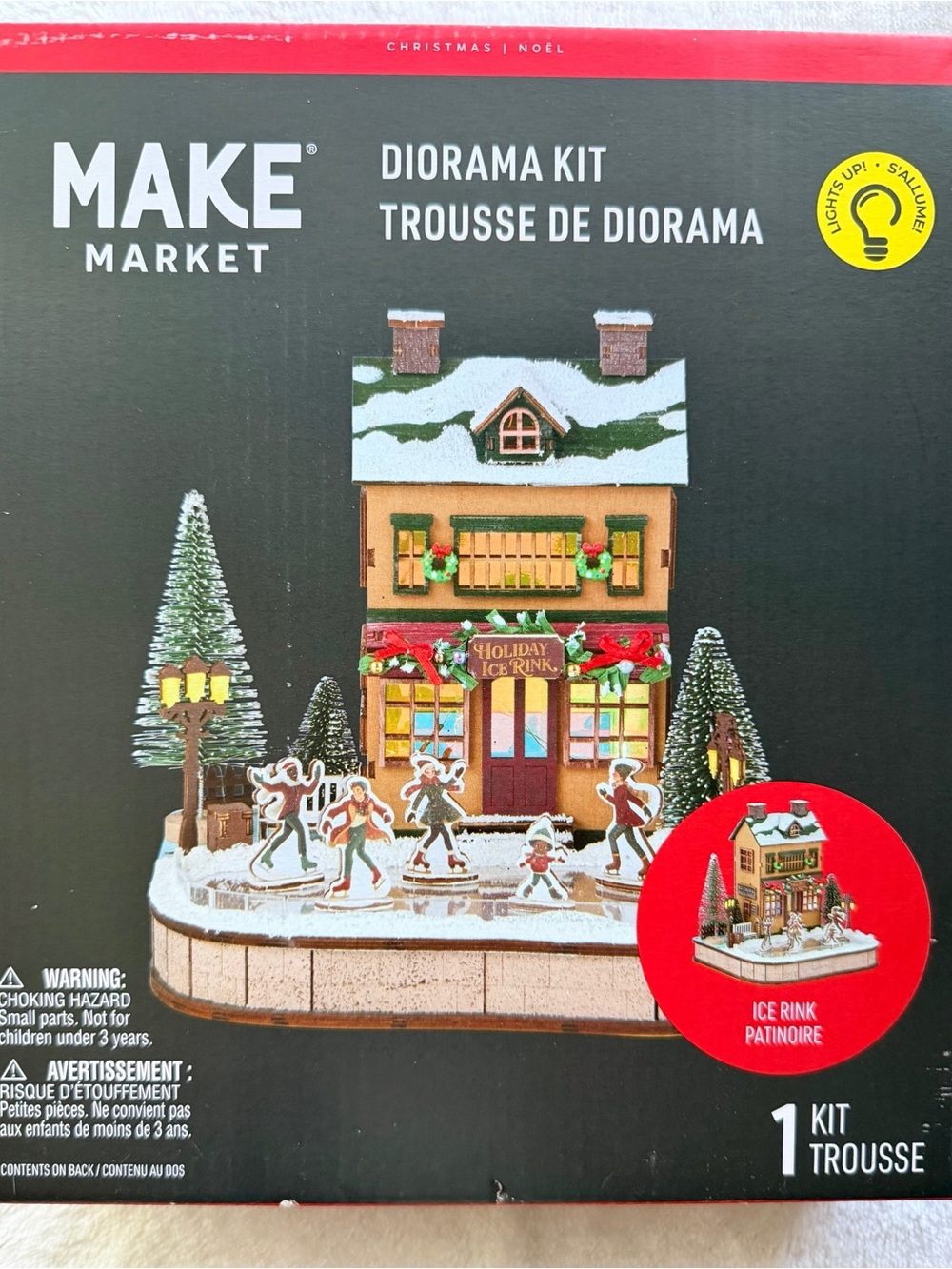 MAKE Market Holiday Ice Rink Diorama Kit - Lights Up